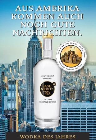 sash&amp;fritz Germany Vodka of the Year Auszeichnung 