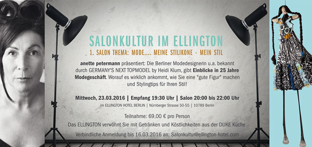 Anette Petermann präsentiert Salonkultur im Ellington Hotel