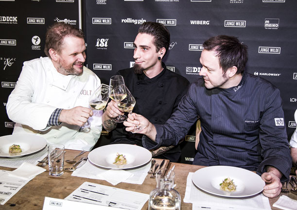 Die Jury mit Matthias Gleiß (Restaurant Volt), Andreas Saul (Restaurant Bandol sur mer) und Marco Müller (Rutz) Foto © jungewilde.eu