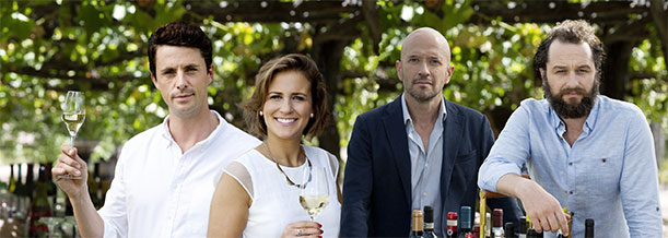 (V.l.) Matthew Goode, Amelia Singer, Joe Fattorini, Matthew Rhys. Foto © RTL Living