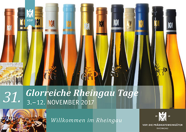 Die Rheingauer VDP-Weingüter präsentieren mit ihren Winzerkollegen 35 genussvolle Veranstaltungen vom 3. bis 12. November 2017.